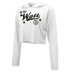Pittsburgh Steelers  T.J. Watt  Majestic Threads Women's Glitter Wordmark Hoodie