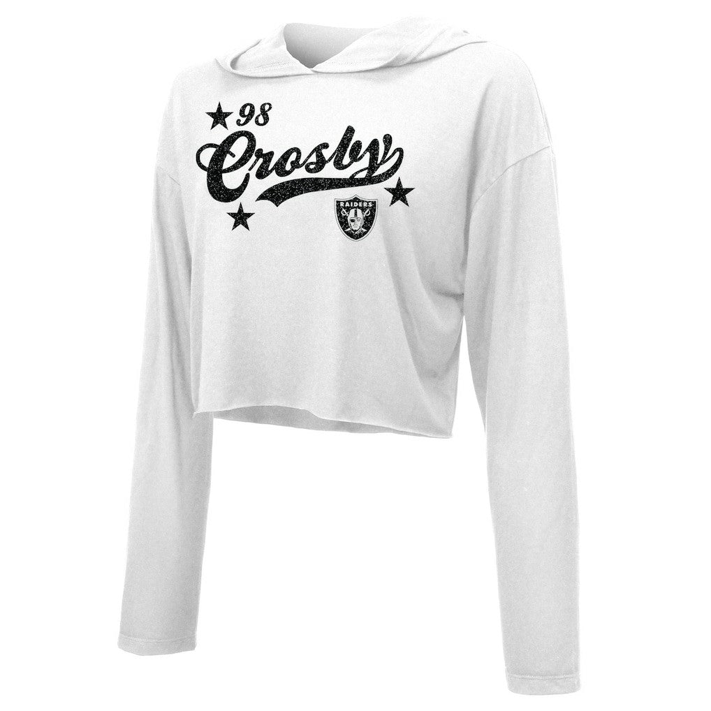 Las Vegas Raiders  Maxx Crosby  Majestic Threads Women's Glitter Wordmark Hoodie
