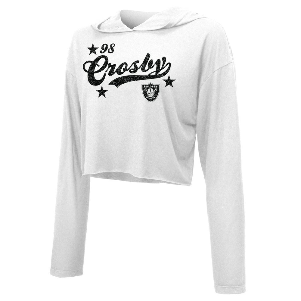 Las Vegas Raiders  Maxx Crosby  Majestic Threads Women's Glitter Wordmark Hoodie