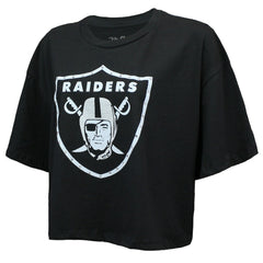 Las Vegas Raiders  Maxx Crosby  Majestic Threads Women's Swarovski Crystals Boxy Cropped Name & Number T-Shirt