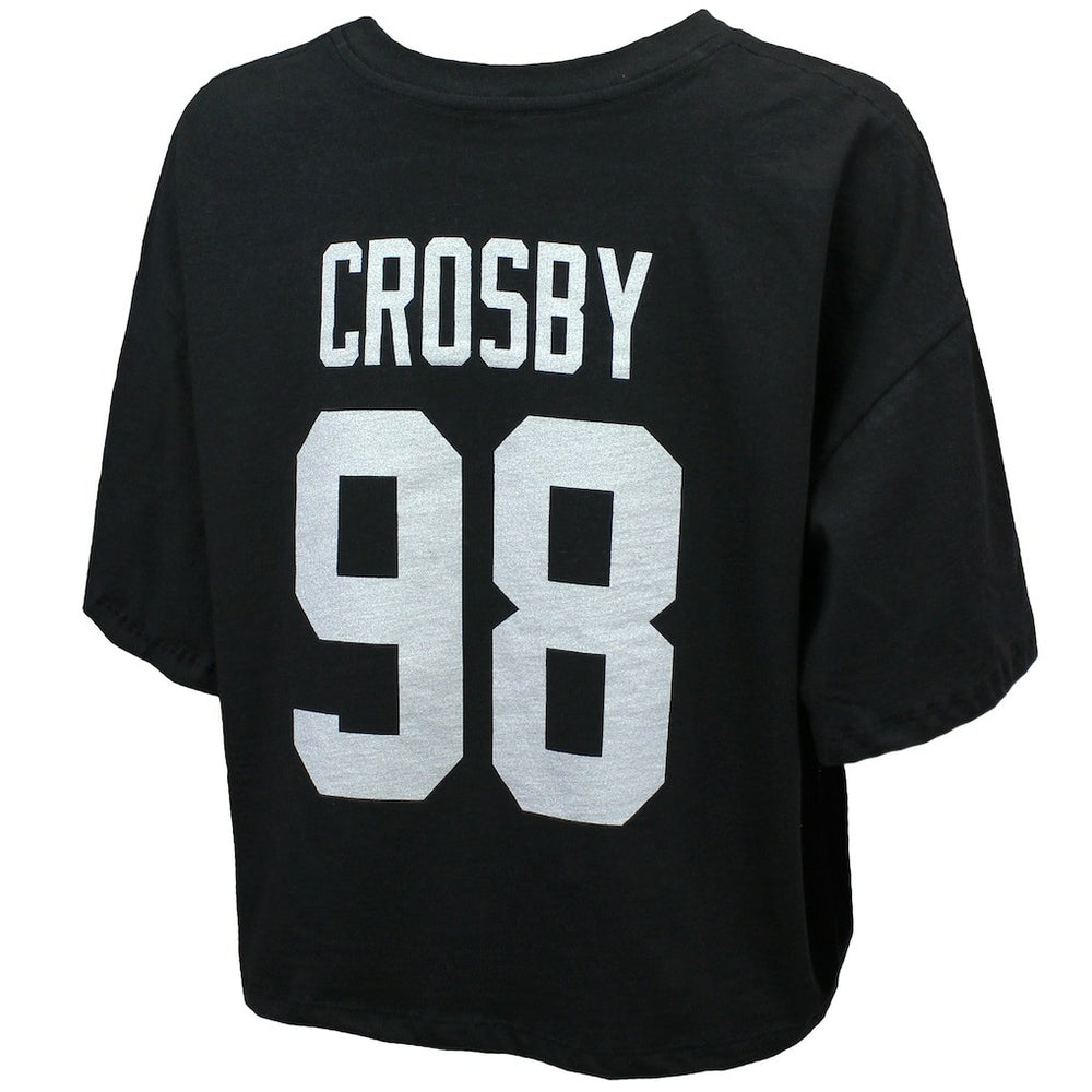 Las Vegas Raiders  Maxx Crosby  Majestic Threads Women's Swarovski Crystals Boxy Cropped Name & Number T-Shirt