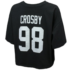 Las Vegas Raiders  Maxx Crosby  Majestic Threads Women's Swarovski Crystals Boxy Cropped Name & Number T-Shirt