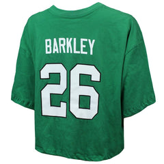 Philadelphia Eagles  Saquon Barkley  Majestic Threads Women's Swarovski Crystals Boxy Cropped Name & Number T-Shirt