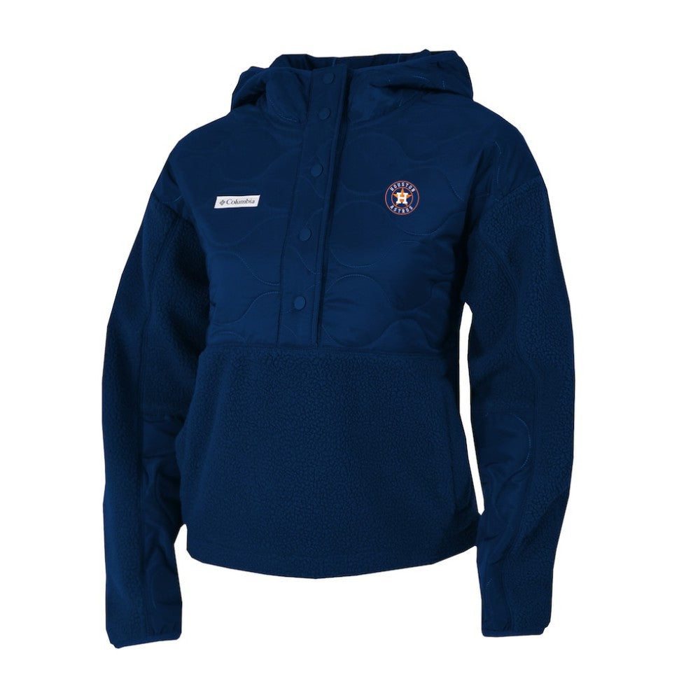 Houston Astros Columbia Women's Cloud Point Hooded Fleece Half-Snap Pullover Jacket | MLB New