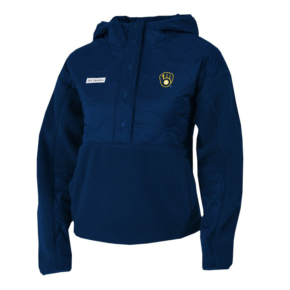 Milwaukee Brewers Columbia Women's Cloud Point Hooded Fleece Half-Snap Pullover Jacket | MLB Outlet