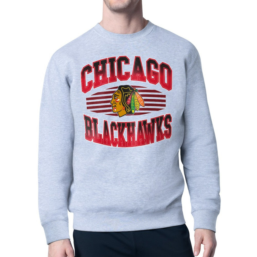 Chicago Blackhawks Starter Team Grit Graphic Fleece Pullover Sweatshirt Online