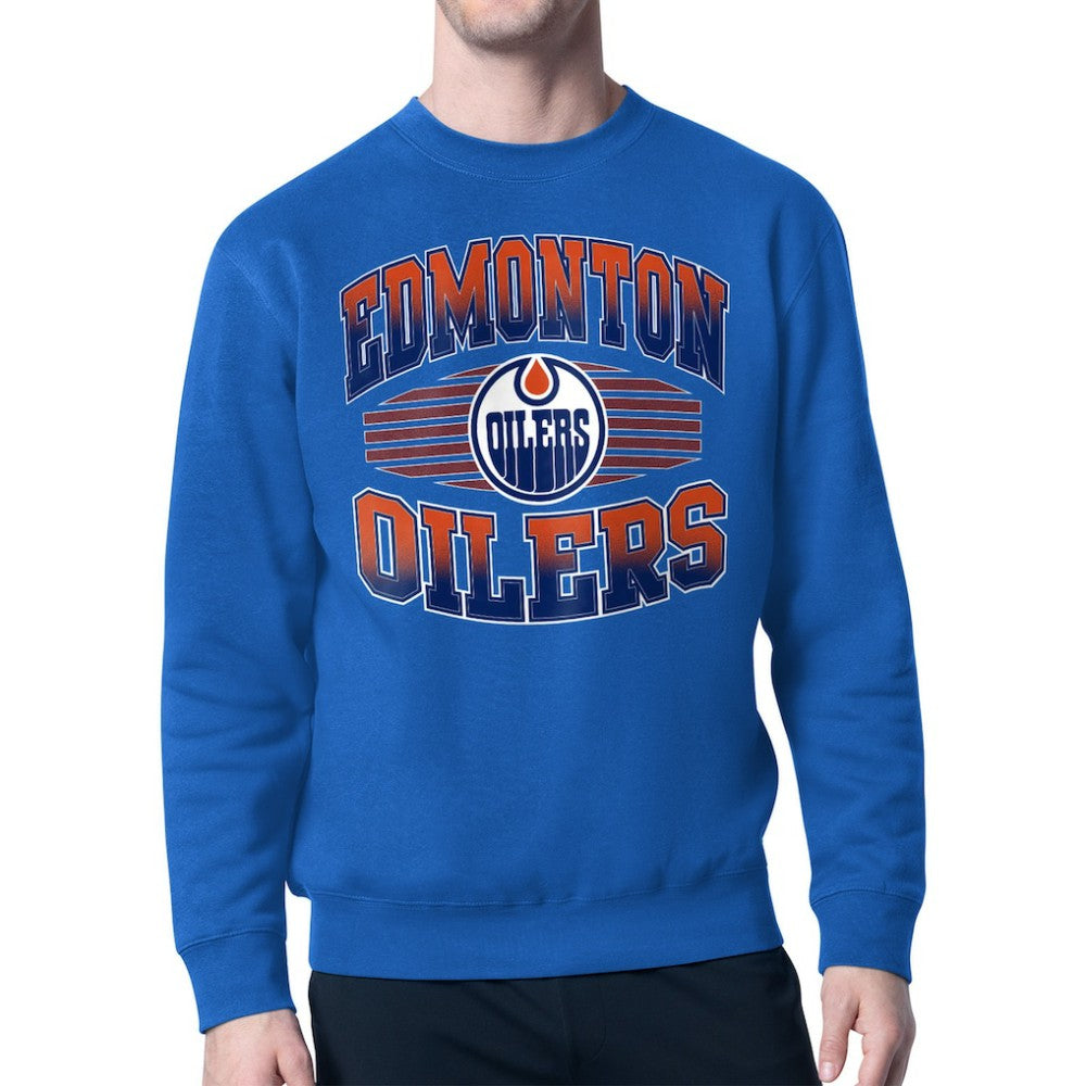 Edmonton Oilers Starter Team Grit Graphic Fleece Pullover Sweatshirt On Sale