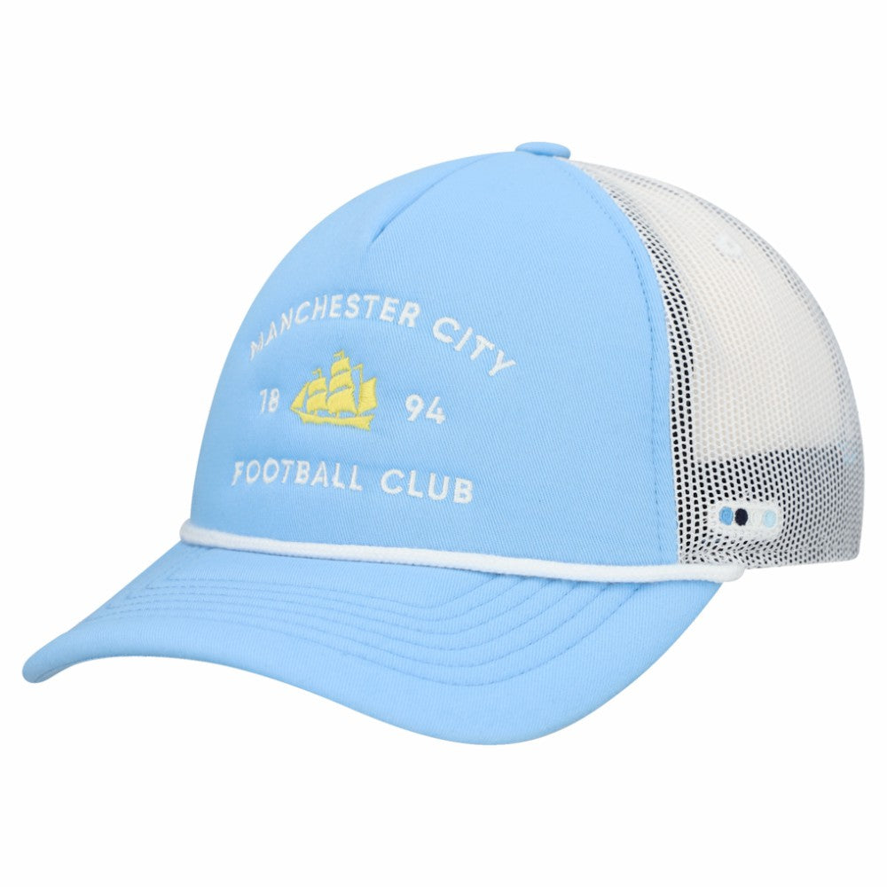 Manchester City Unisex Free Rider Trucker Snapback Hat Light Blue
