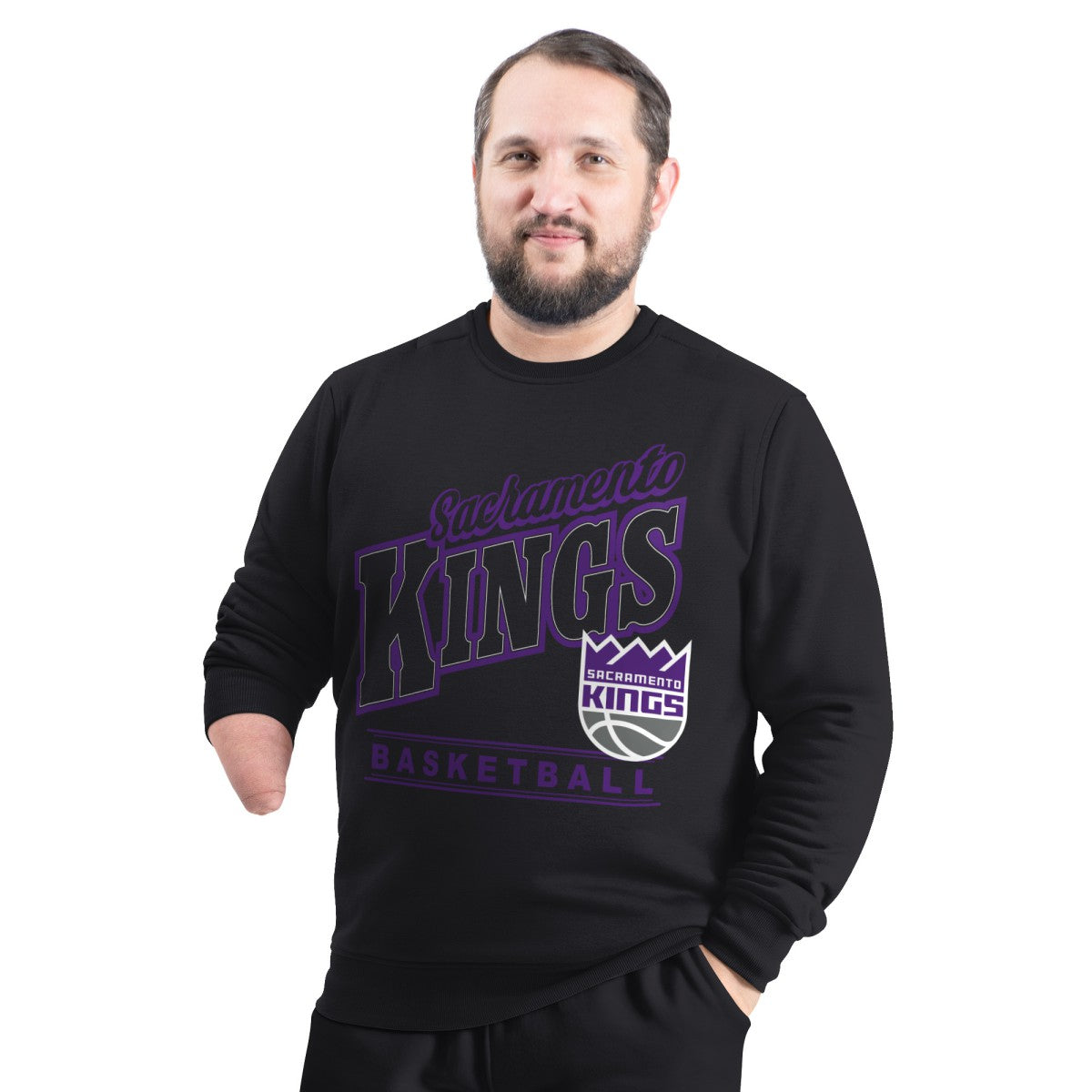 Sacramento Kings G-III Sports by Carl Banks Adaptive Headliner Fleece Crewneck Sweatshirt Outlet