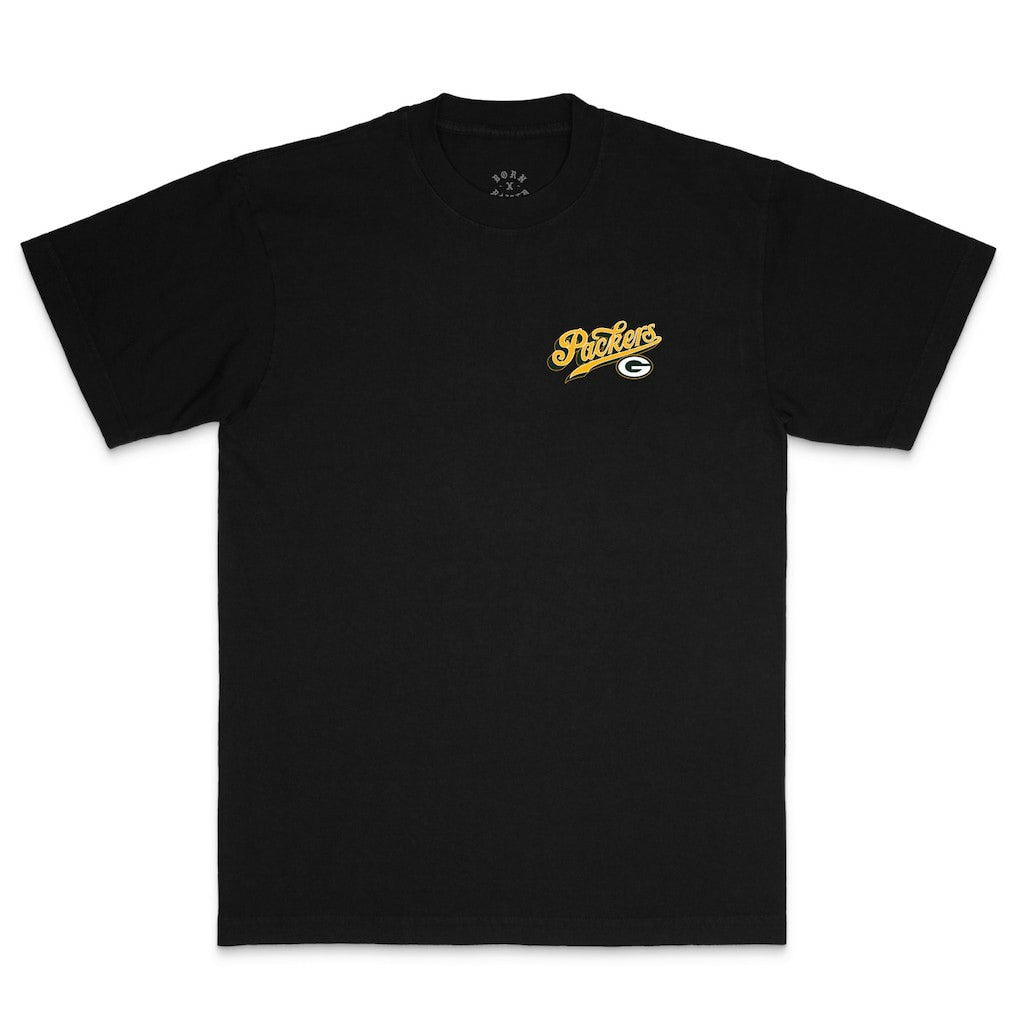 Green Bay Packers  Born x Raised Unisex Pro Script T-Shirt