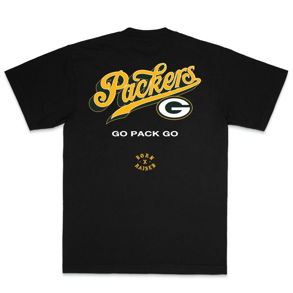Green Bay Packers  Born x Raised Unisex Pro Script T-Shirt