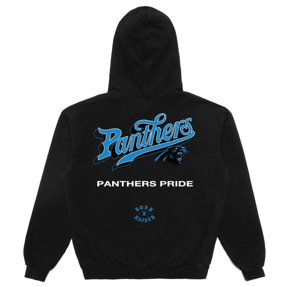 Carolina Panthers  Born x Raised Unisex Pro Script Hoodie
