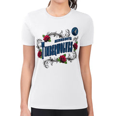 Minnesota Timberwolves G-III 4Her by Carl Banks Women's Super-Slim Fit Lightweight Roses Crew Neck T-Shirt Outlet