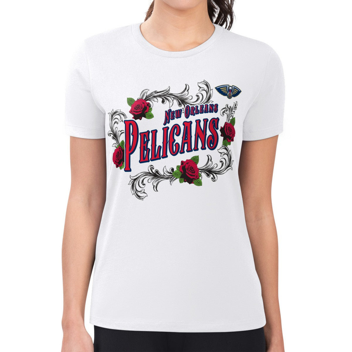 New Orleans Pelicans G-III 4Her by Carl Banks Women's Super-Slim Fit Lightweight Roses Crew Neck T-Shirt Discount