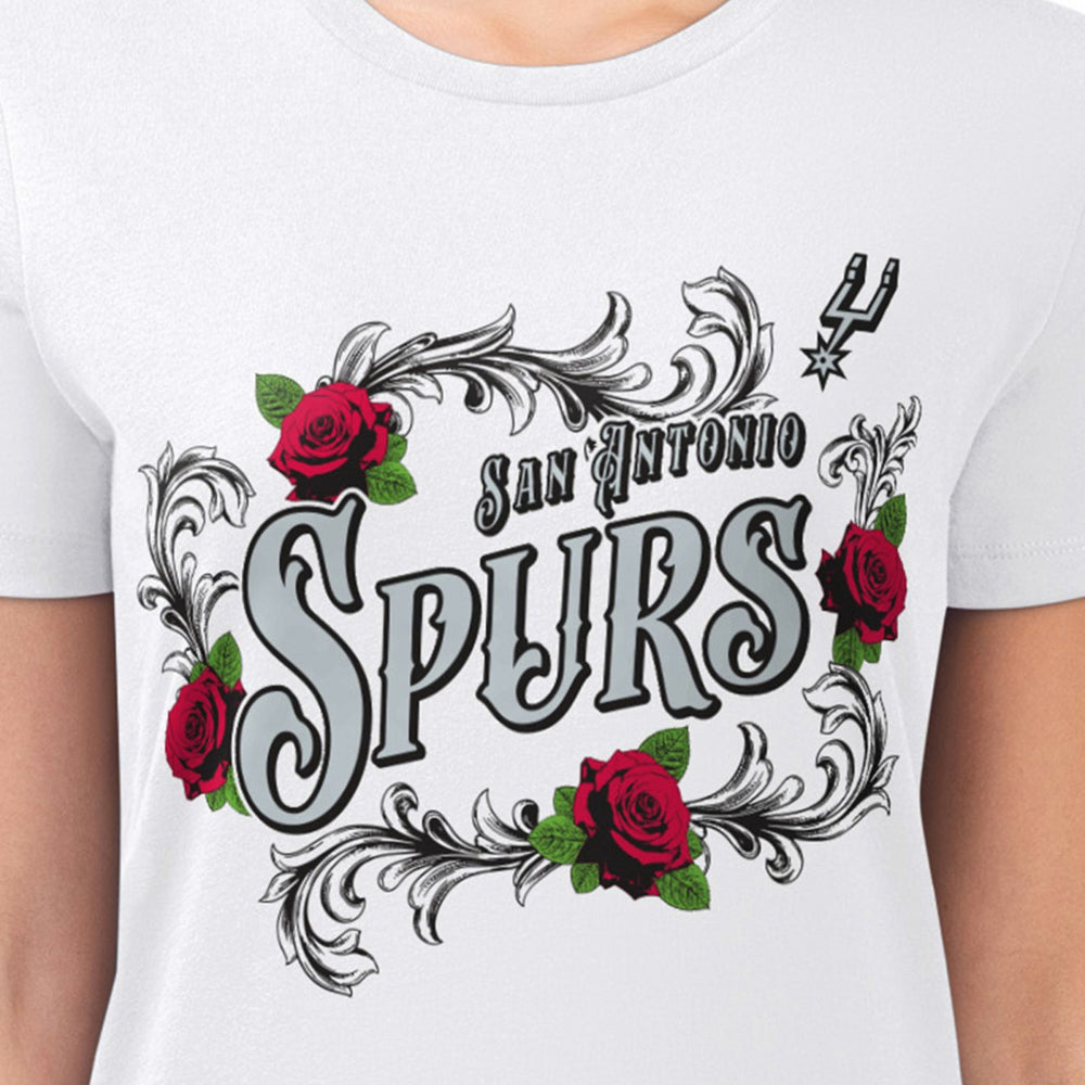 San Antonio Spurs G-III 4Her by Carl Banks Women's Super-Slim Fit Lightweight Roses Crew Neck T-Shirt New
