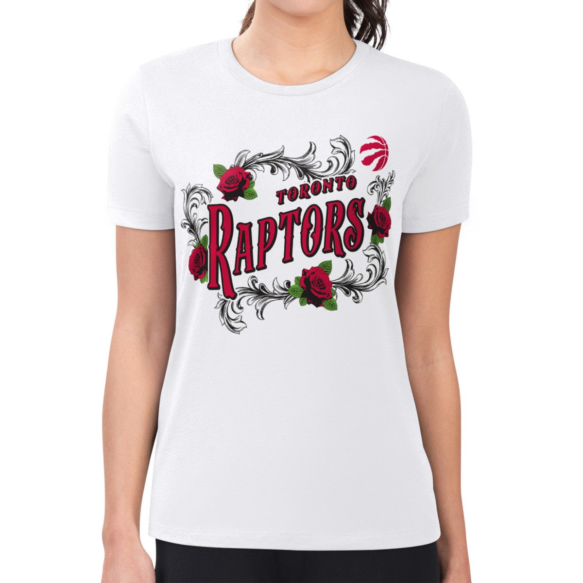 Toronto Raptors G-III 4Her by Carl Banks Women's Super-Slim Fit Lightweight Roses Crew Neck T-Shirt Outlet