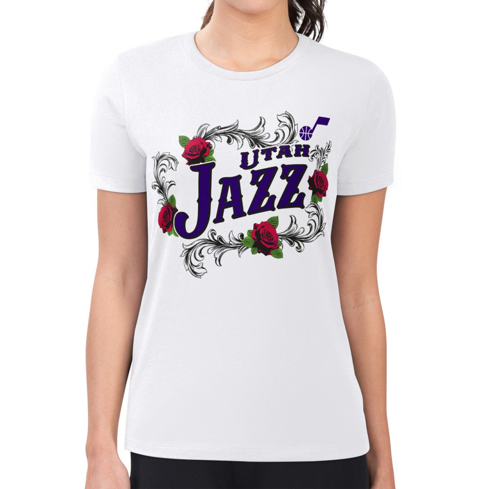 Utah Jazz G-III 4Her by Carl Banks Women's Super-Slim Fit Lightweight Roses Crew Neck T-Shirt Outlet