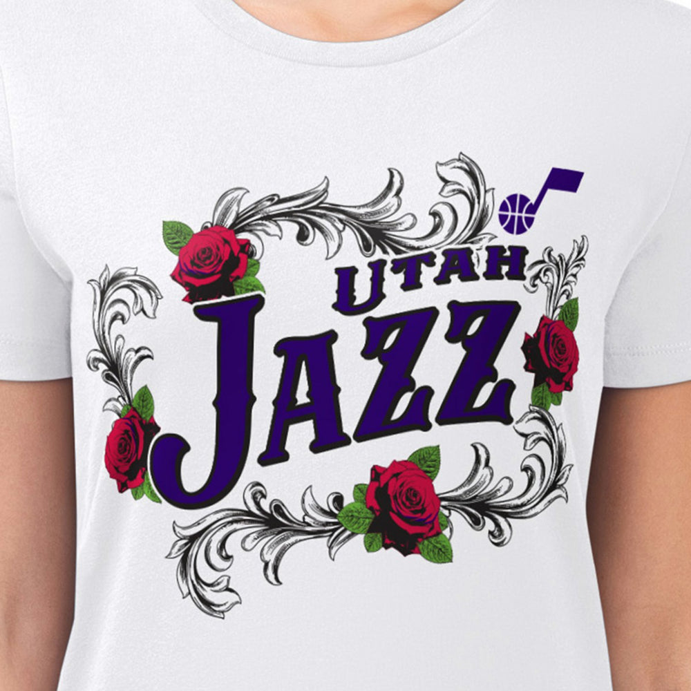Utah Jazz G-III 4Her by Carl Banks Women's Super-Slim Fit Lightweight Roses Crew Neck T-Shirt Outlet
