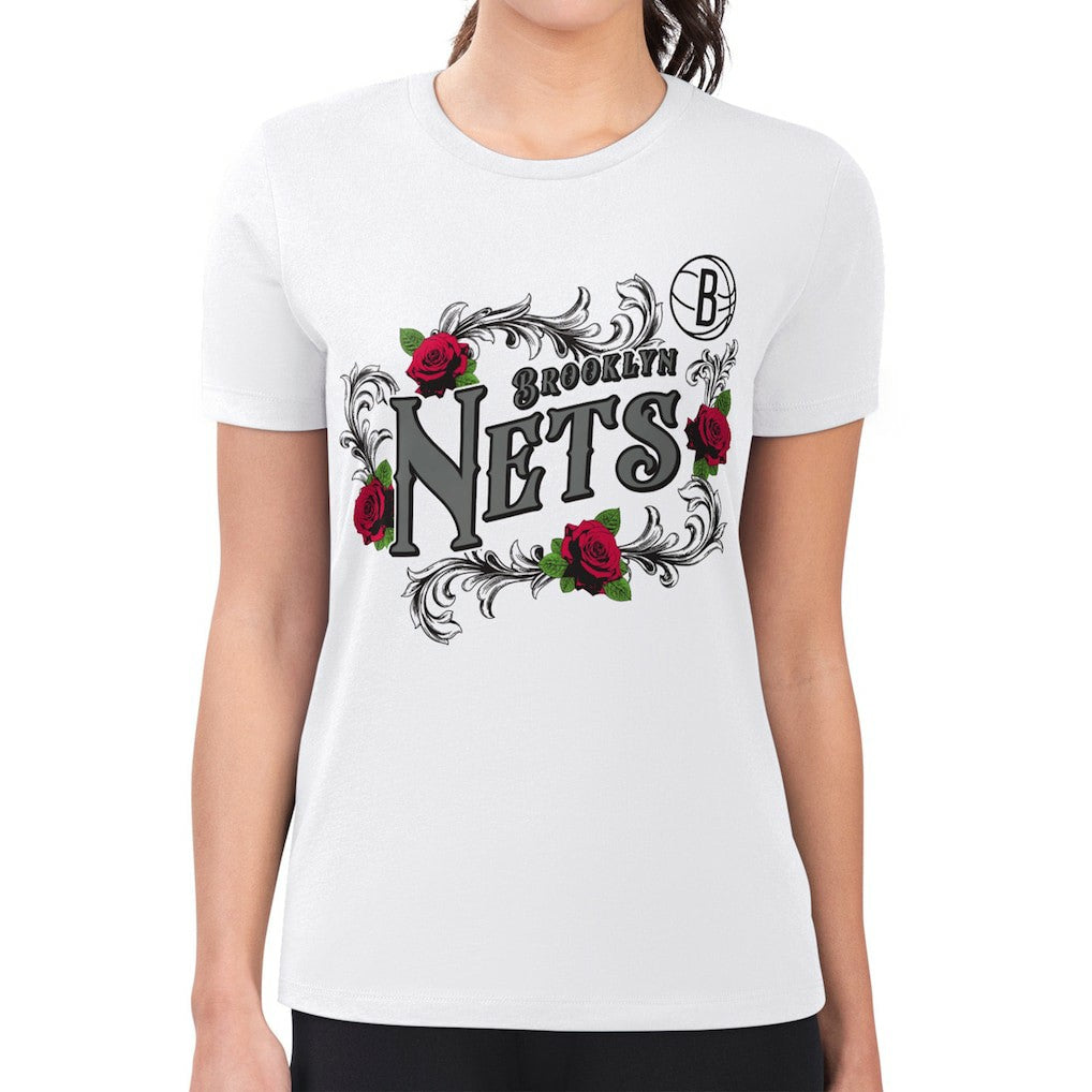 Brooklyn Nets G-III 4Her by Carl Banks Women's Super-Slim Fit Lightweight Roses Crew Neck T-Shirt Discount