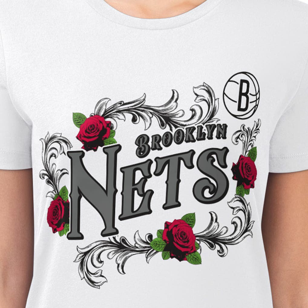 Brooklyn Nets G-III 4Her by Carl Banks Women's Super-Slim Fit Lightweight Roses Crew Neck T-Shirt Discount
