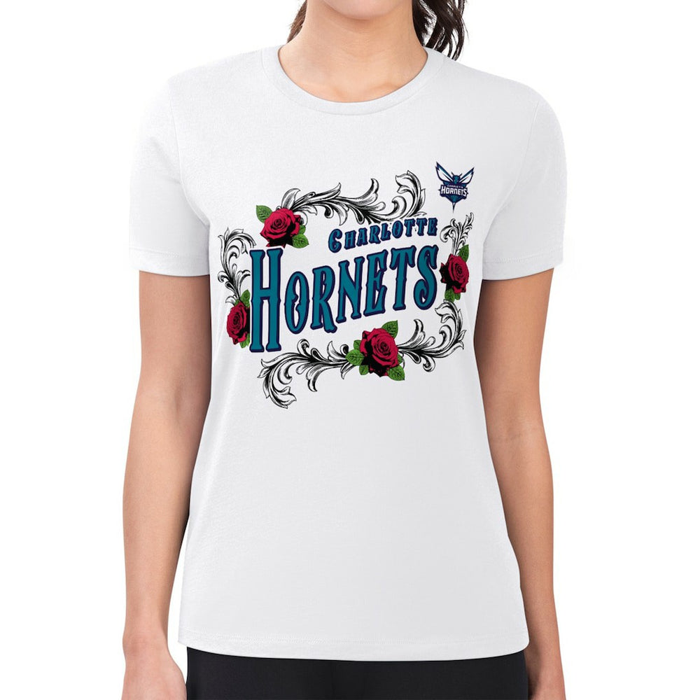 Charlotte Hornets G-III 4Her by Carl Banks Women's Super-Slim Fit Lightweight Roses Crew Neck T-Shirt On Sale