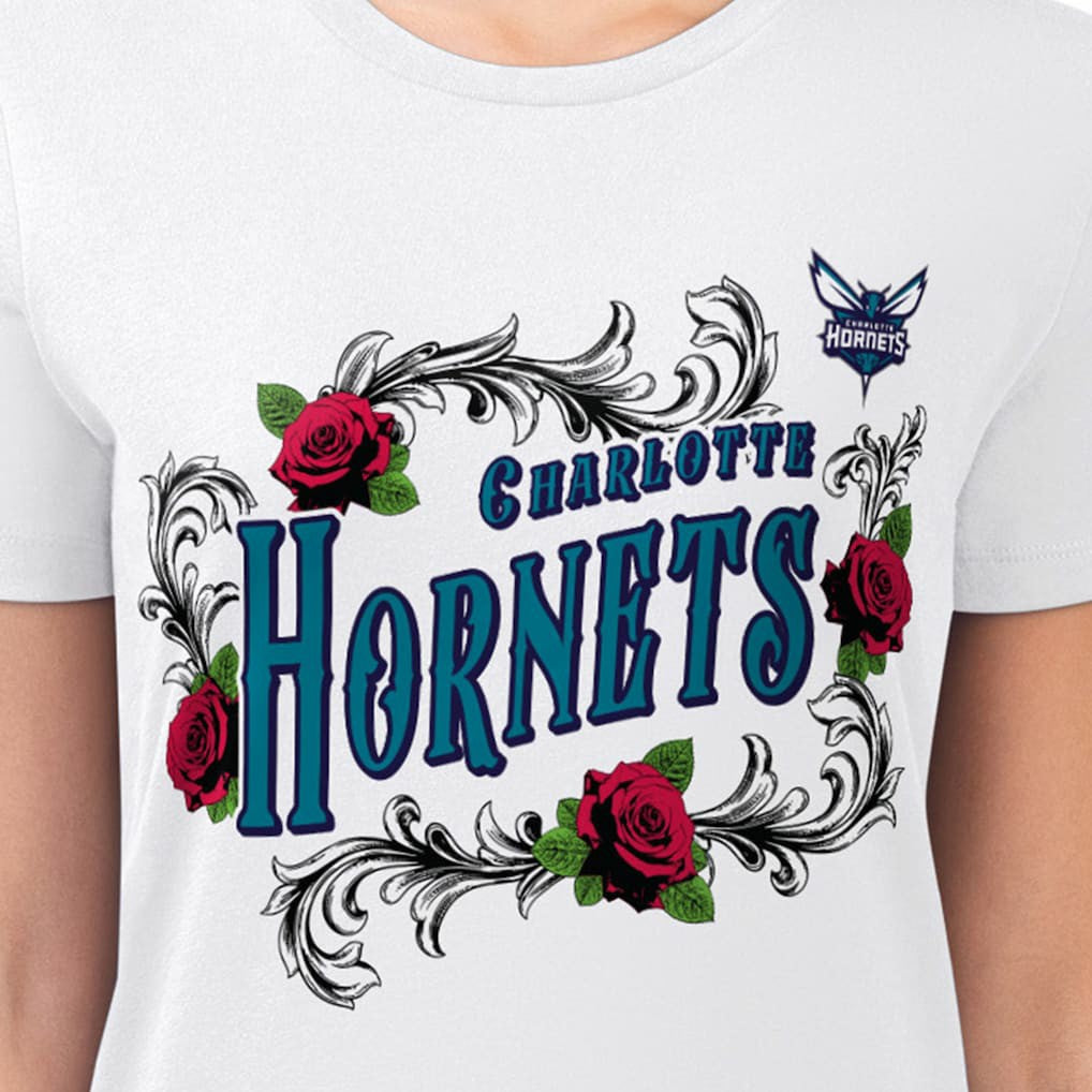 Charlotte Hornets G-III 4Her by Carl Banks Women's Super-Slim Fit Lightweight Roses Crew Neck T-Shirt On Sale