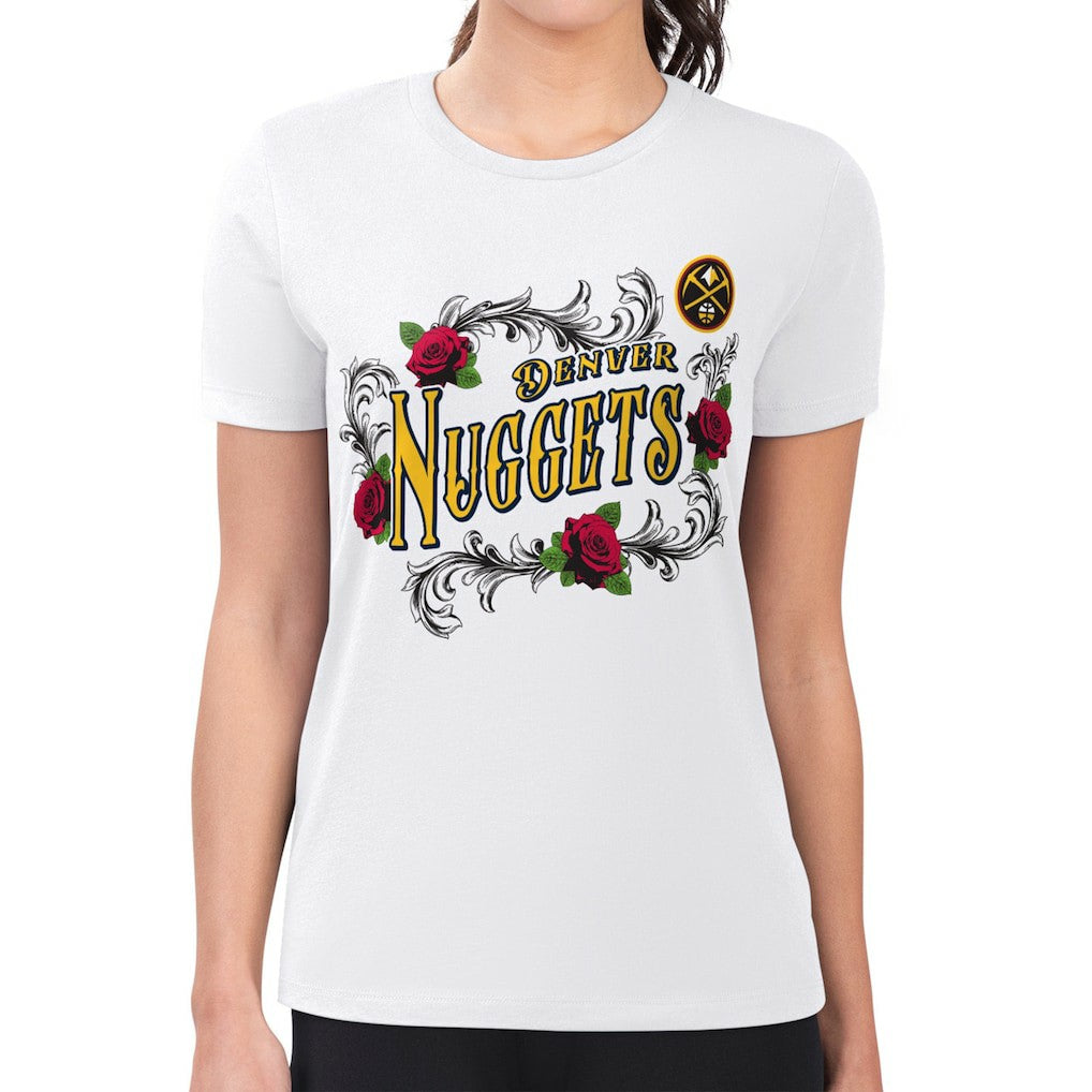 Denver Nuggets G-III 4Her by Carl Banks Women's Super-Slim Fit Lightweight Roses Crew Neck T-Shirt sale Discount
