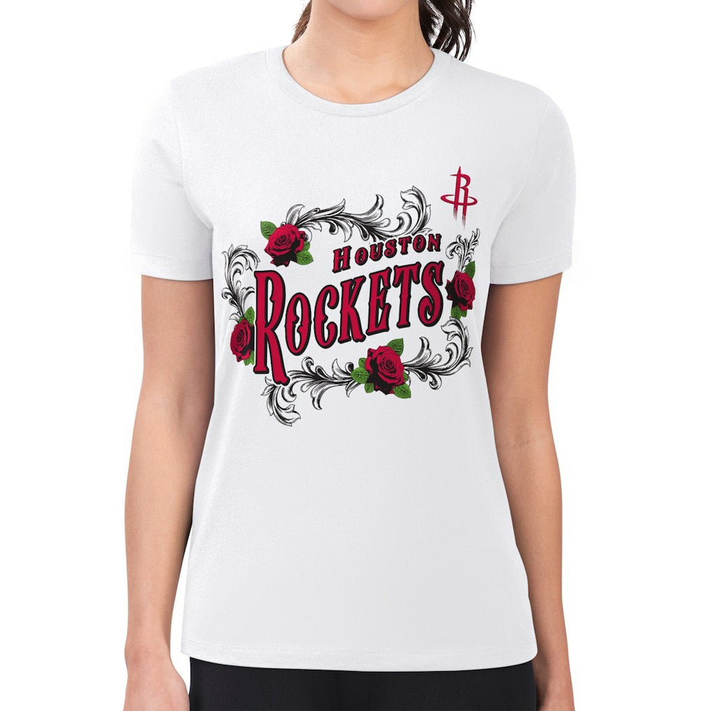 Houston Rockets G-III 4Her by Carl Banks Women's Super-Slim Fit Lightweight Roses Crew Neck T-Shirt For Sale