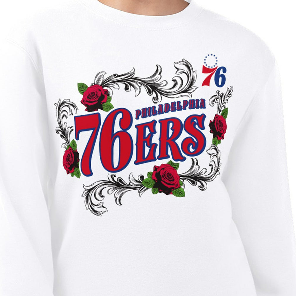 Philadelphia 76ers G-III 4Her by Carl Banks Women's Roses Fleece Tri-Blend Sweatshirt On Sale