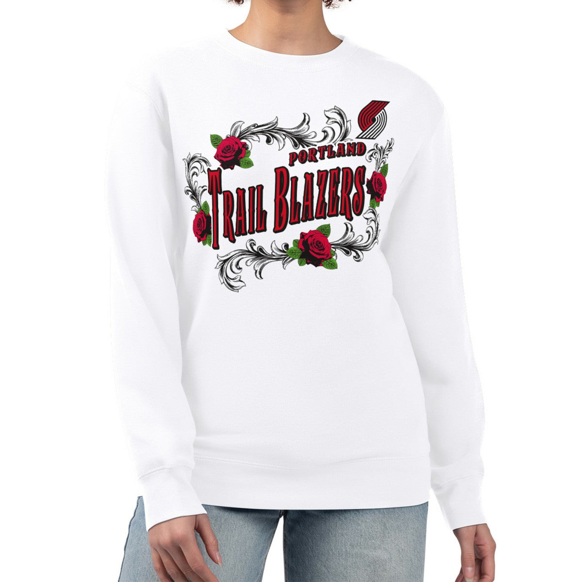 Portland Trail Blazers G-III 4Her by Carl Banks Women's Roses Fleece Tri-Blend Sweatshirt Online