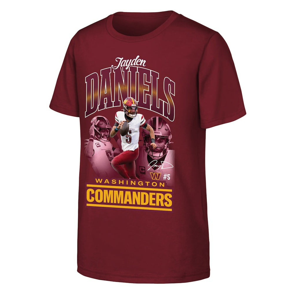 Washington Commanders  Jayden Daniels  Outerstuff Youth Triple Pic T-Shirt