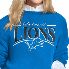 Detroit Lions  Starter Women's Arch Stripe Fleece Crewneck Sweatshirt