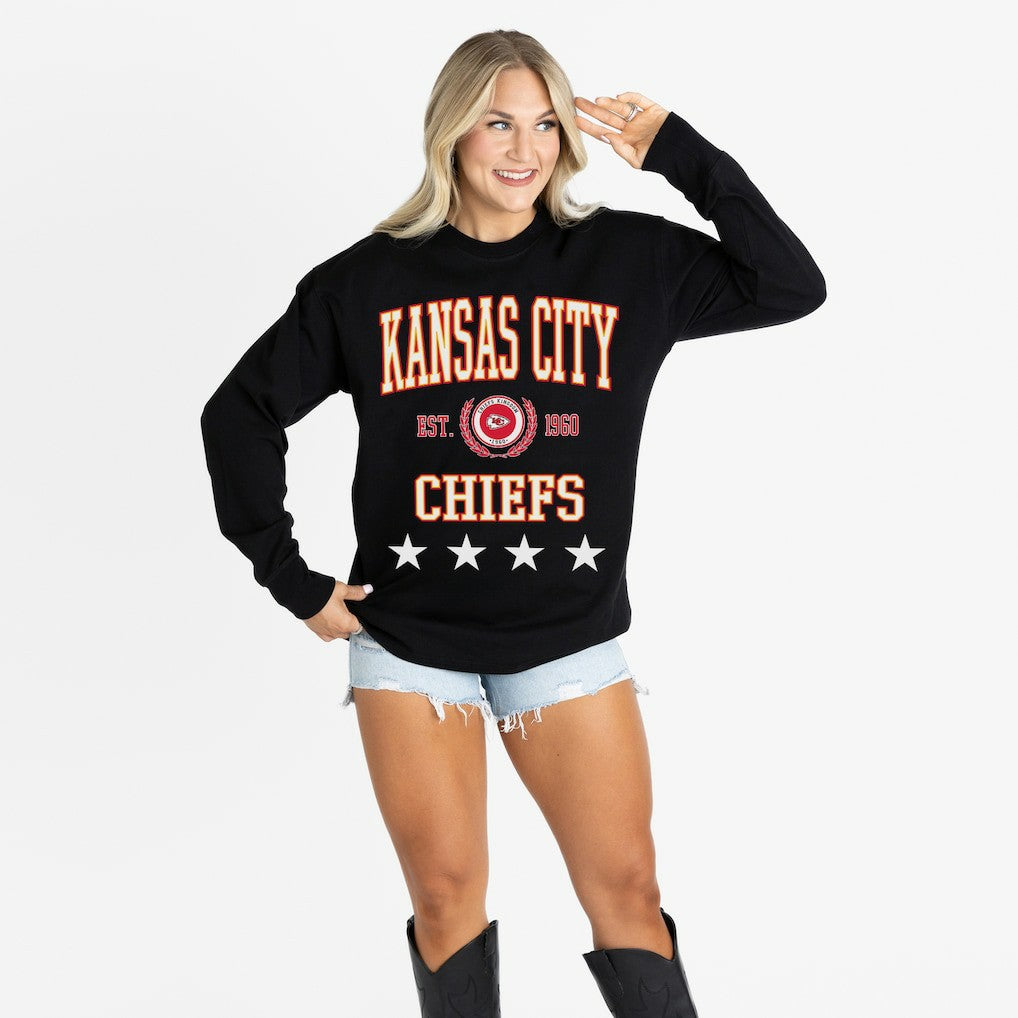 Kansas City Chiefs  Gameday Couture Women's Oversized Everyday Star Long Sleeve T-Shirt