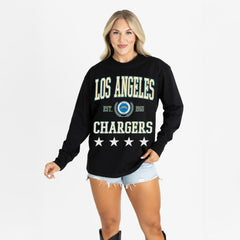 Los Angeles Chargers  Gameday Couture Women's Oversized Everyday Star Long Sleeve T-Shirt