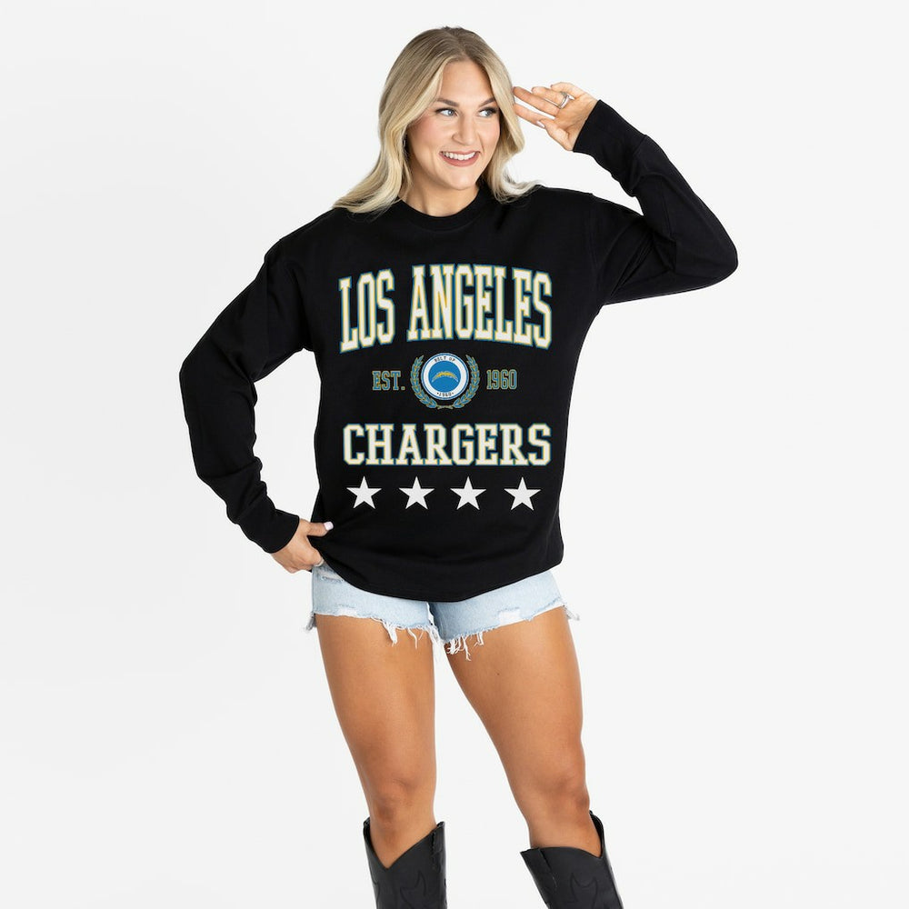 Los Angeles Chargers  Gameday Couture Women's Oversized Everyday Star Long Sleeve T-Shirt