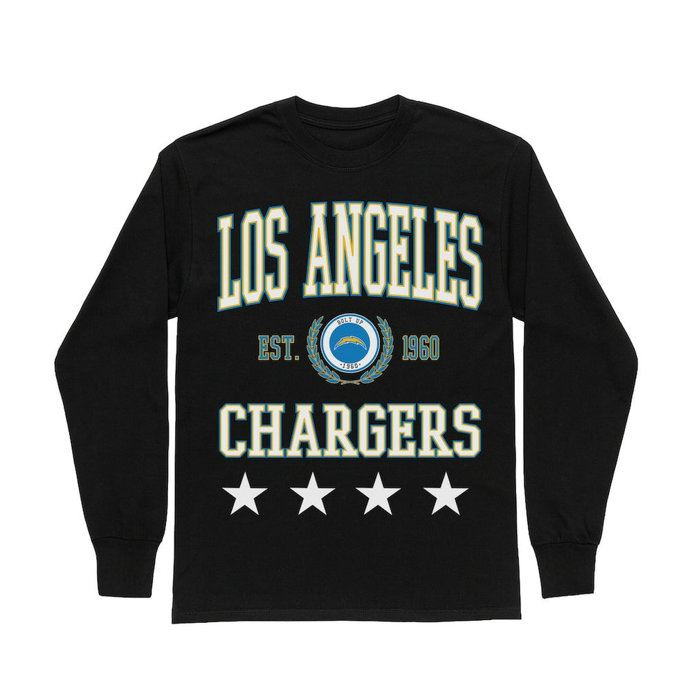 Los Angeles Chargers  Gameday Couture Women's Oversized Everyday Star Long Sleeve T-Shirt