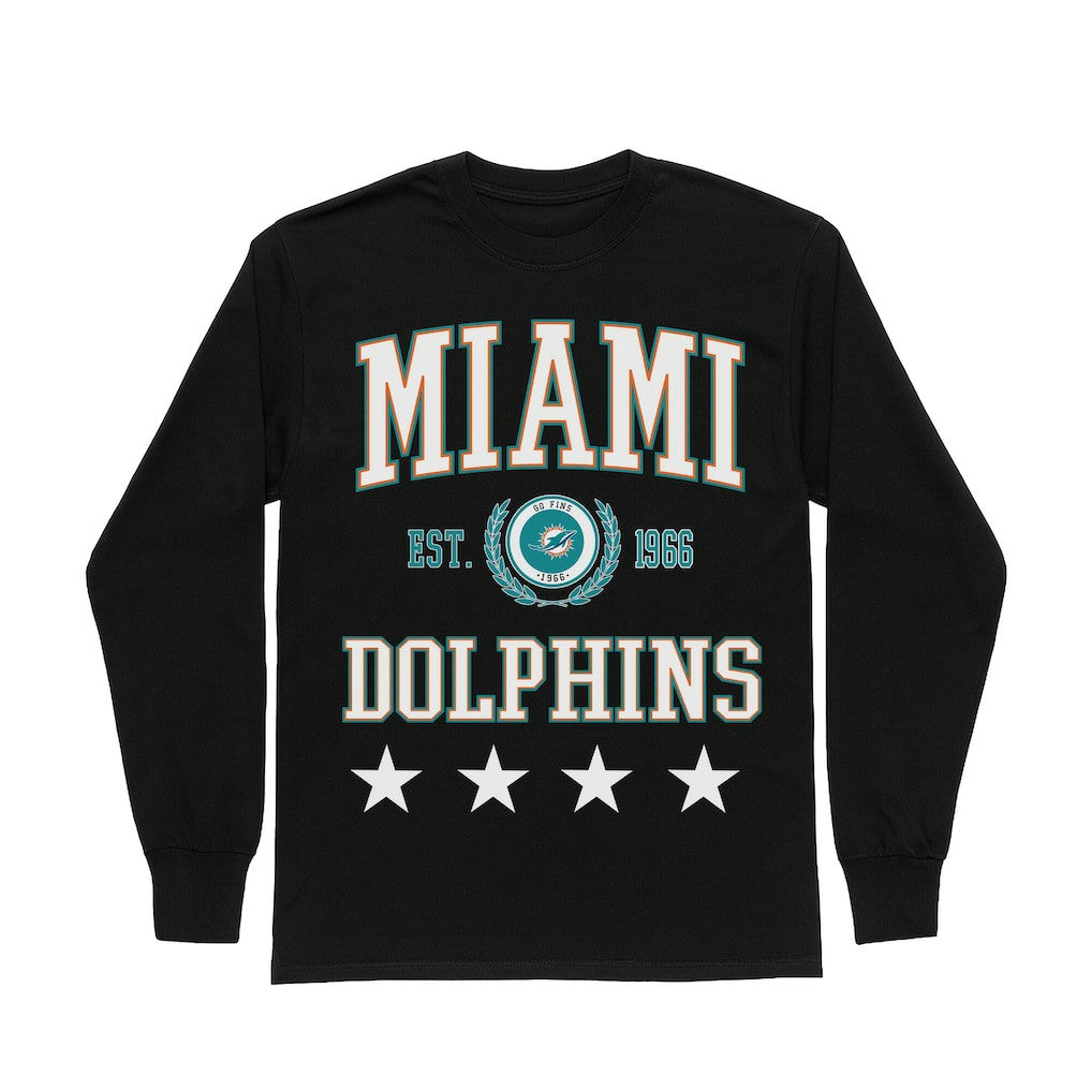 Miami Dolphins  Gameday Couture Women's Oversized Everyday Star Long Sleeve T-Shirt
