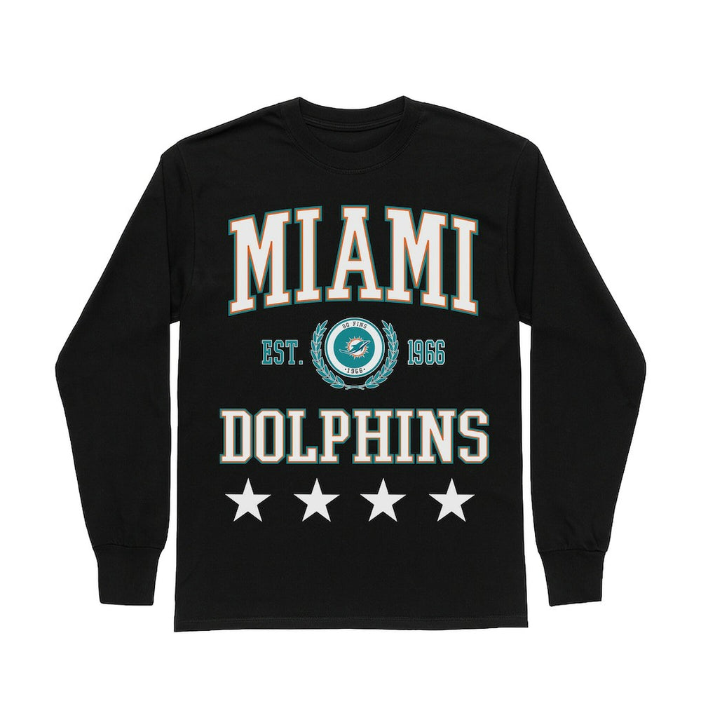 Miami Dolphins  Gameday Couture Women's Oversized Everyday Star Long Sleeve T-Shirt