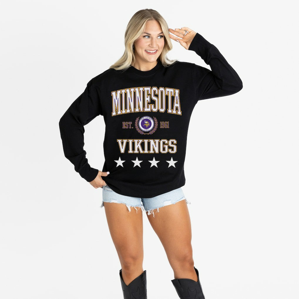 Minnesota Vikings  Gameday Couture Women's Oversized Everyday Star Long Sleeve T-Shirt