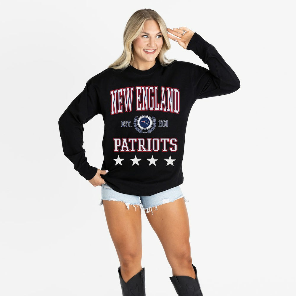 New England Patriots  Gameday Couture Women's Oversized Everyday Star Long Sleeve T-Shirt
