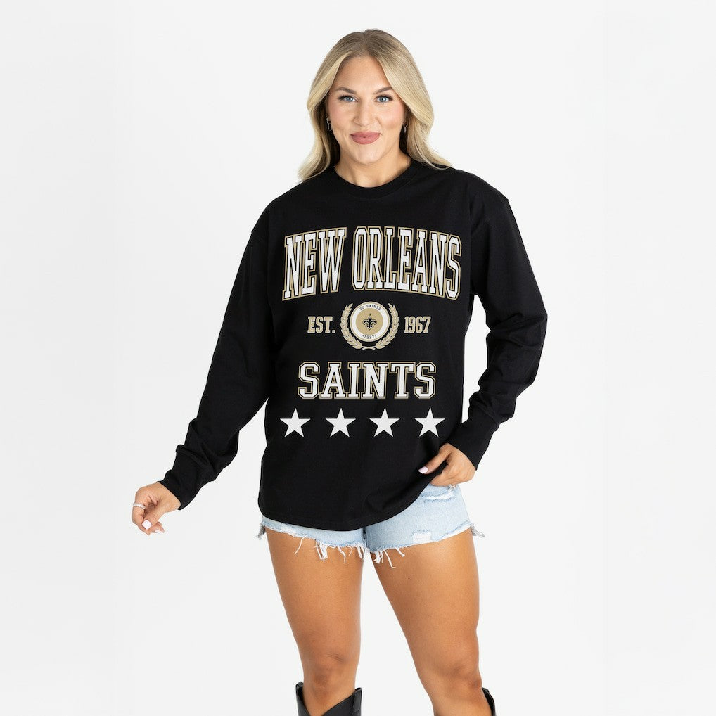 New Orleans Saints  Gameday Couture Women's Oversized Everyday Star Long Sleeve T-Shirt