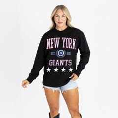 New York Giants  Gameday Couture Women's Oversized Everyday Star Long Sleeve T-Shirt