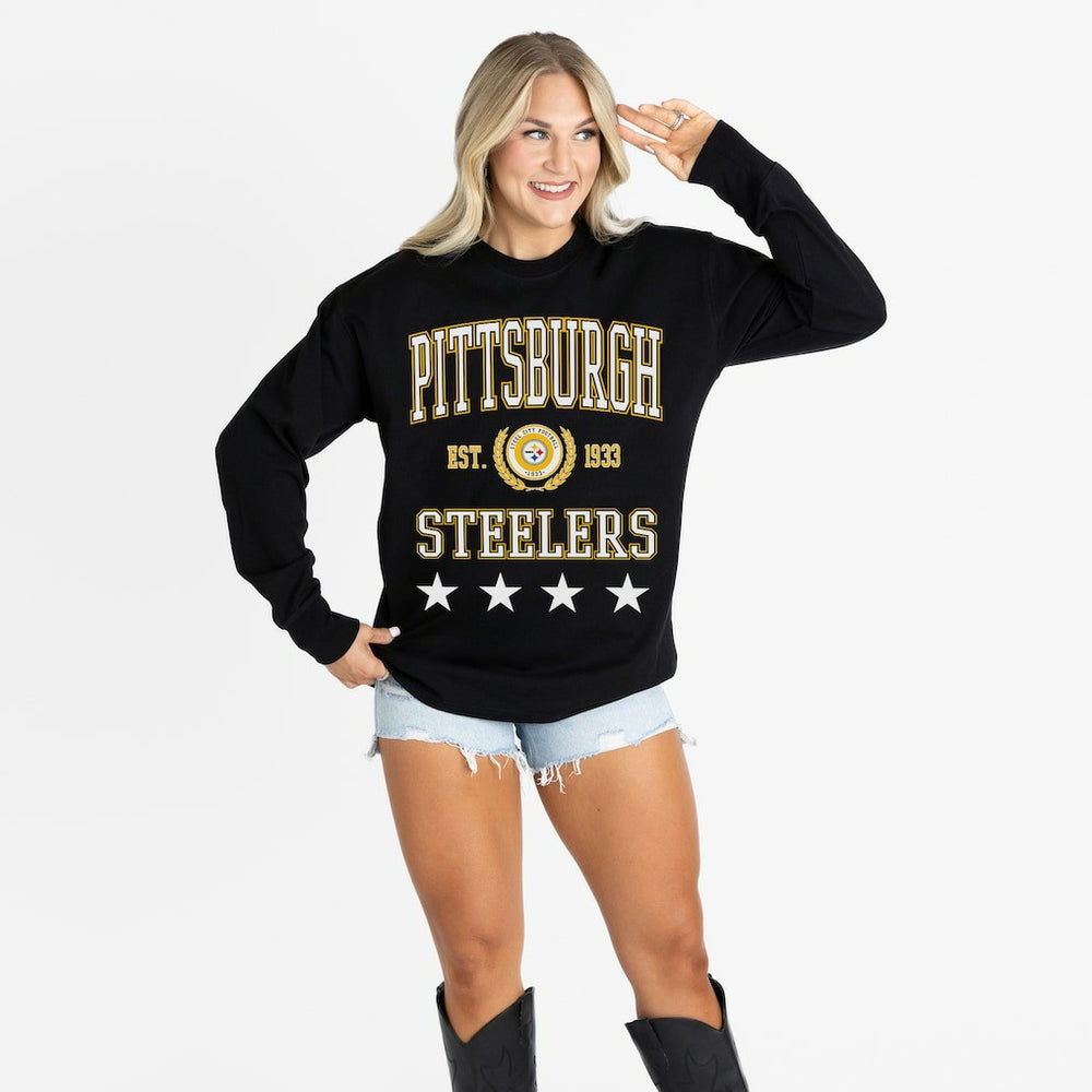 Pittsburgh Steelers  Gameday Couture Women's Oversized Everyday Star Long Sleeve T-Shirt