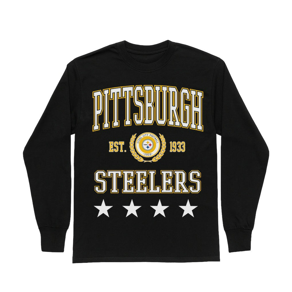 Pittsburgh Steelers  Gameday Couture Women's Oversized Everyday Star Long Sleeve T-Shirt