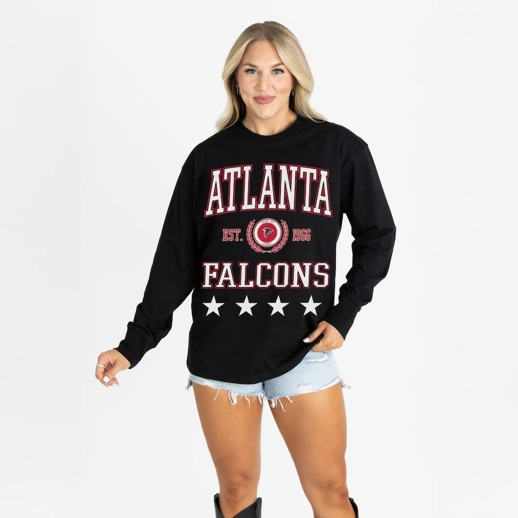 Atlanta Falcons  Gameday Couture Women's Oversized Everyday Star Long Sleeve T-Shirt