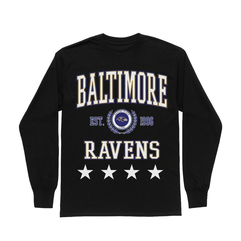 Baltimore Ravens  Gameday Couture Women's Oversized Everyday Star Long Sleeve T-Shirt