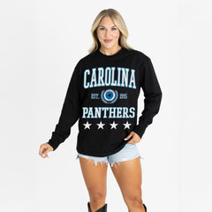 Carolina Panthers  Gameday Couture Women's Oversized Everyday Star Long Sleeve T-Shirt