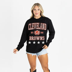 Cleveland Browns  Gameday Couture Women's Oversized Everyday Star Long Sleeve T-Shirt