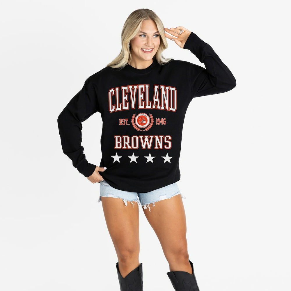 Cleveland Browns  Gameday Couture Women's Oversized Everyday Star Long Sleeve T-Shirt