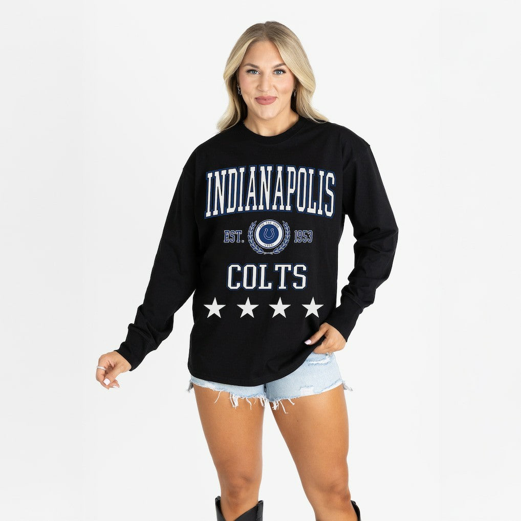 Indianapolis Colts  Gameday Couture Women's Oversized Everyday Star Long Sleeve T-Shirt